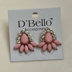 D'Bello Pink Rhinestone Pierced Earrings